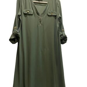 Stylish Green V-Neck Dress